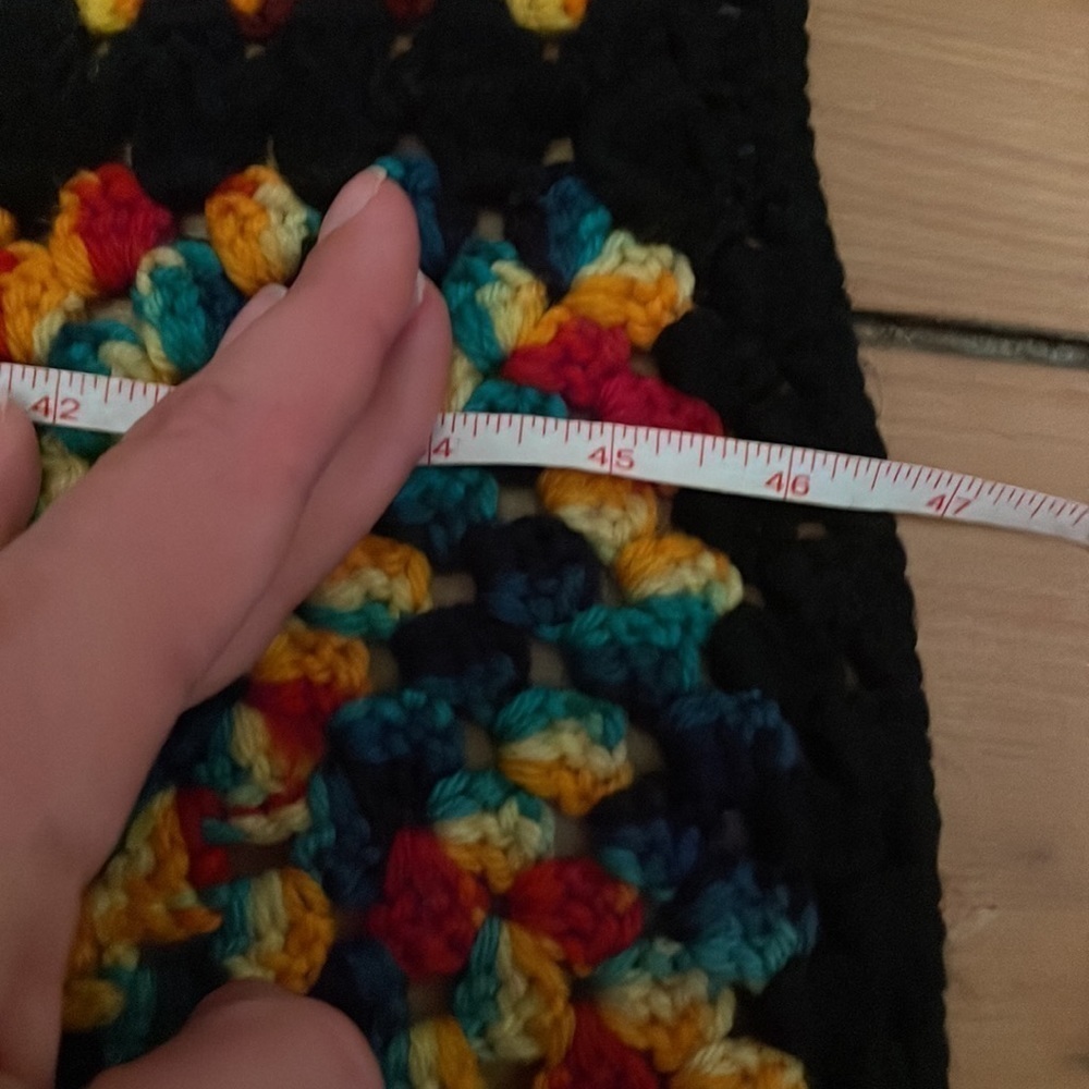 Rainbow and Black Granny Square Crochet Throw Blanket Afghan - Picture 7 of 8